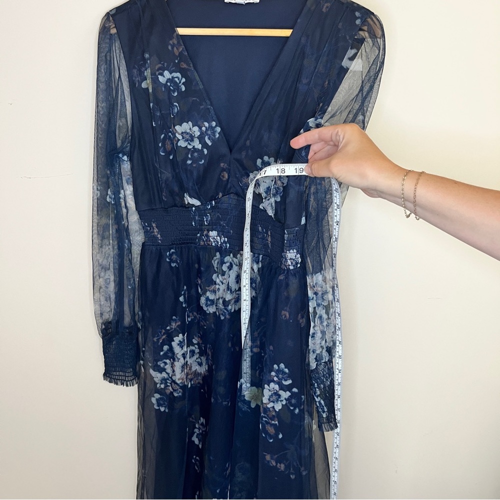 Baltic Born Dress Womens Large Floral Maxi Layla Tulle Event Wedding Party Navy - Picture 4 of 9